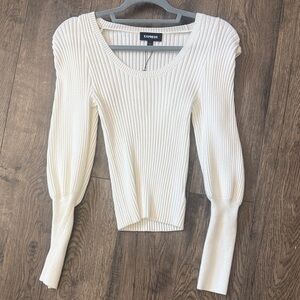 Express Ivory Ribbed Knit Top